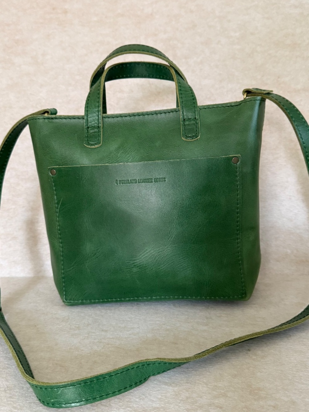 EUC Portland Leather Goods PLG Cowboy Mint Mini Crossbody Tote with Zipper - Picture 4 of 13